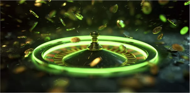 Ruletka kasynowa w kolorze zielonym